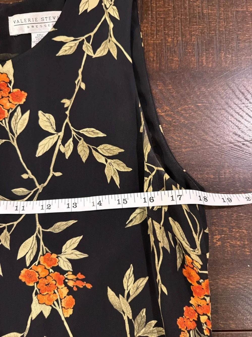 Valerie Stevens Floral Maxi Dress Black Orange Sleeveless Silk Size 10 Elegant - Picture 9 of 11